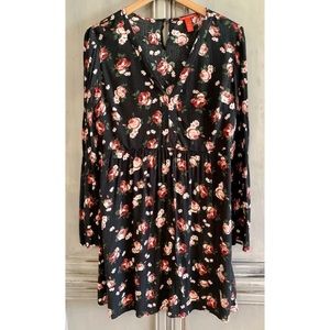 Chelsea & Violet Black Floral Gauze Babydoll Dress Sz L